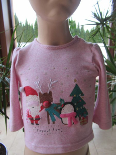 Dívčí vánoční tričko dlouhý rukáv vel. 80 - Miniclub