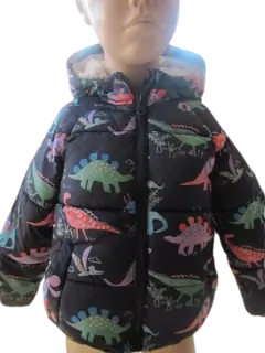 Chlapecká zimní bunda dinosauři s kožíškem vel. 98 - M&S