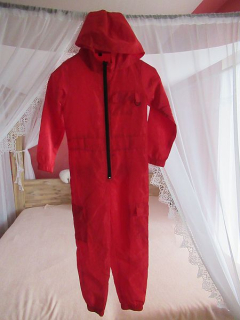 Unisex lehký šusťákový červený overal vel. 122, S