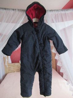 Dívčí tmavě modrá puntíkatá kombinéza vyteplená fleecem vel. 92 - Bluezoo