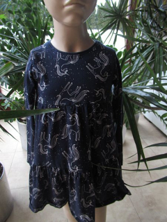 Dívčí tmavě modré šaty jednorožec vel. 116 - F&F