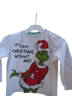 Unisex vánoční tričko s dlouhým rukávem vel. 80 - Merry Grinchmas