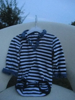 Chlapecké pruhované modrobílé body dlouhý rukáv efekt polokošile vel. 80 - H&M