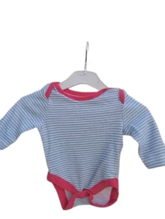 Dívčí pruhované světle modré body, růžové olemování vel. 50 - Early Days